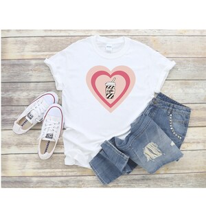 Coffee Heart Shirt, Cute Coffee Graphic Shirt, Love shirt Lover Shirt, Cozy Love Sweatshirt