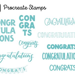 10 Congratulations Procreate Stamp Brushes | Handdrawn Procreate Brush | Procreate Stamps | 10 Brushes | Handmade | Congrats Stamps