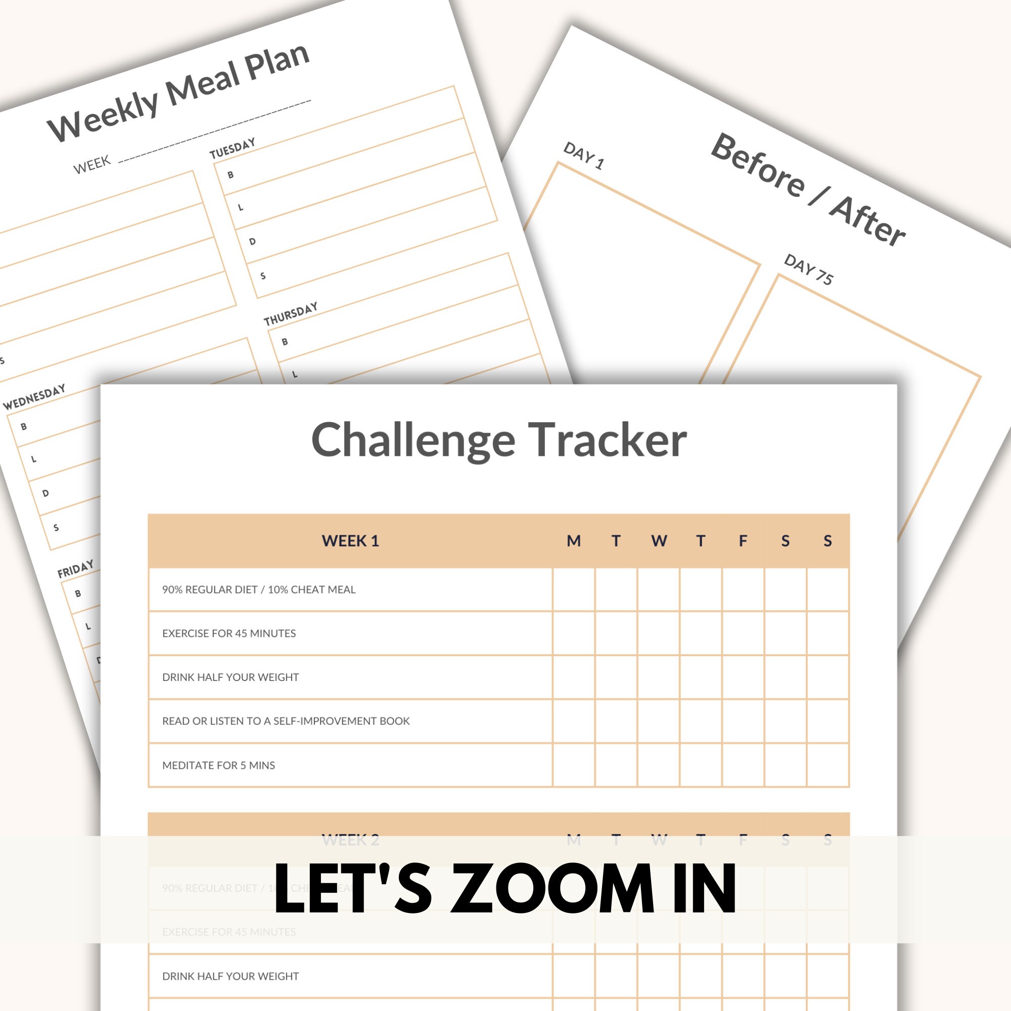 75 Medium Challenge Fillable Printable PDF Boho Colors Fitness Tracker ...