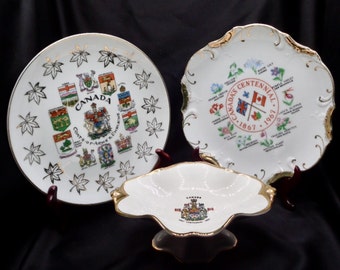 Assiettes en 3 pièces pour le centenaire du Canada 1967. Vendues séparément !