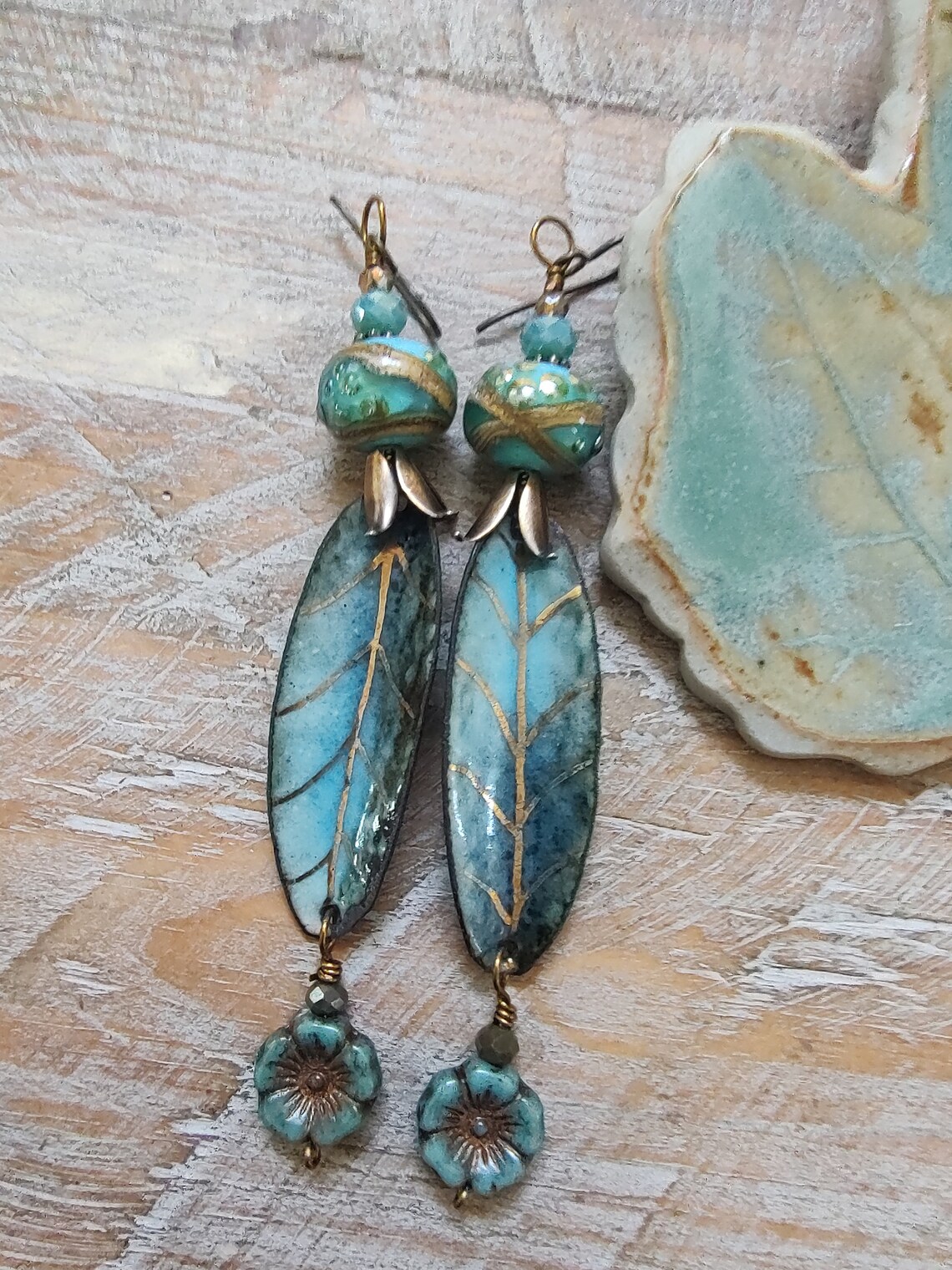 Olivenorma Turquoise Leaf Earrings
