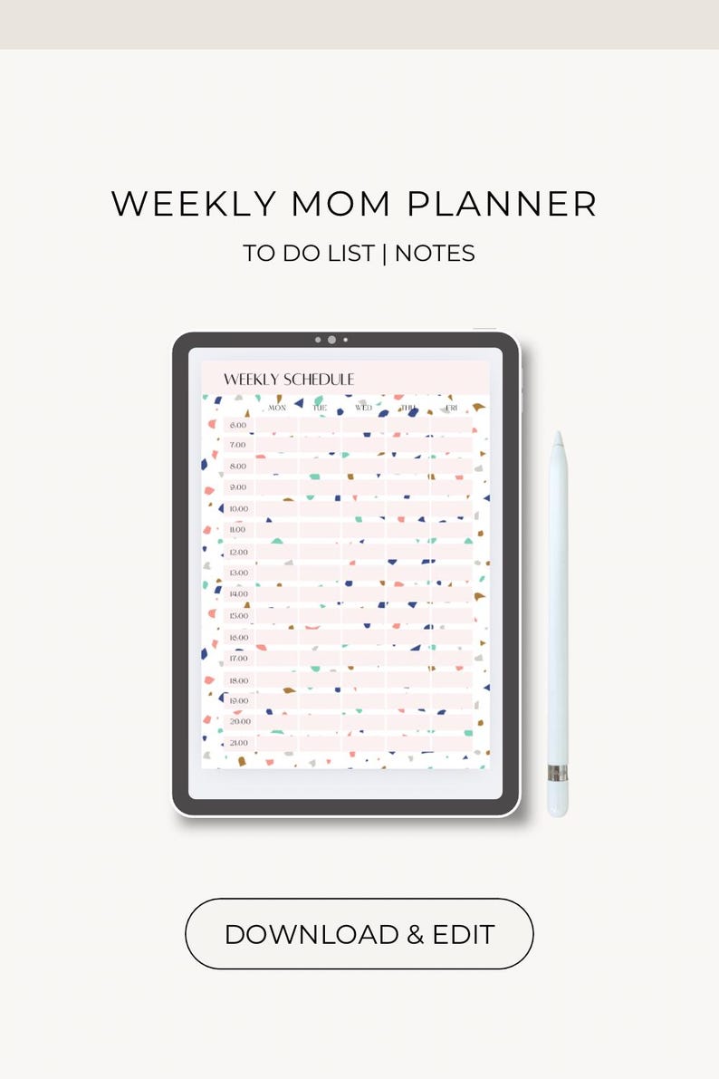 Busy Mom Editable and Printable Planner | Schedule, to Do List, & Notes ...