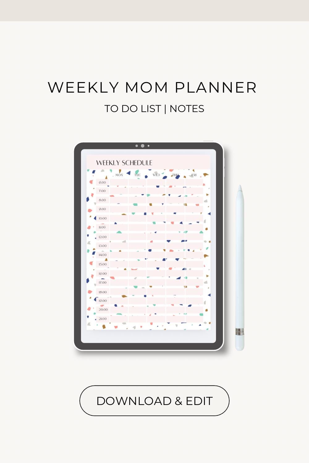 Busy Mom Editable and Printable Planner | Schedule, to Do List, & Notes ...