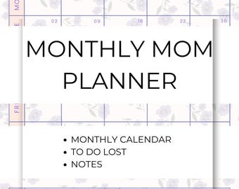 Busy Mom bearbeitbarer und druckbarer Monatsplaner | To Do Liste, & Notizen | Digitaler Download PDF