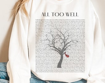 All Too Well Lyric Sweatshirt, R.E.D Album, All Too Well 10 Minute Version, All Too Well Tree With Red Scarf, ATW Lyrics, Taylor Sweatshirt