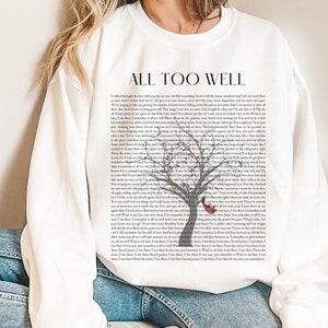 All Too Well Lyric Sweatshirt, R.E.D Album, All Too Well 10 Minute Version, All Too Well Tree With Red Scarf, ATW Lyrics, Taylor Sweatshirt