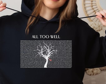 Sweat-shirt à capuche avec paroles All Too Well, album R.E.D, version 10 minutes de All Too Well, arbre All Too Well avec écharpe rouge, paroles d'ATW, sweat à capuche Tay