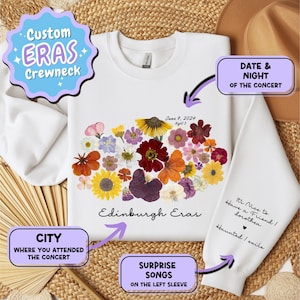 Surprise Song Flower Piano Sweatshirt, Custom Eras Crewneck, Piano Pressed Flowers, Taylor Merch, Eras Keepsake, Acoustic Floral Set