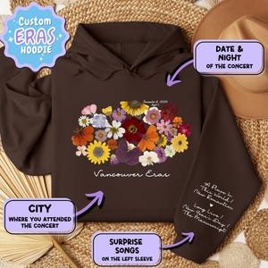 Surprise Song Flower Piano Hooded Sweatshirt, Custom Eras Hoodie, Piano Pressed Flowers, Taylor Merch, Eras Keepsake, Acoustic Floral Set