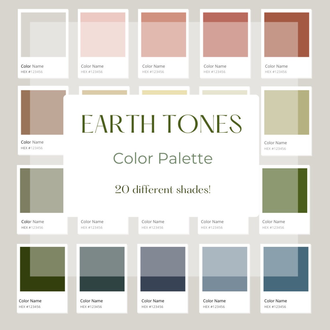 MUTED EARTH TONES Color Palette 20 Colors Palette Procreate Color 