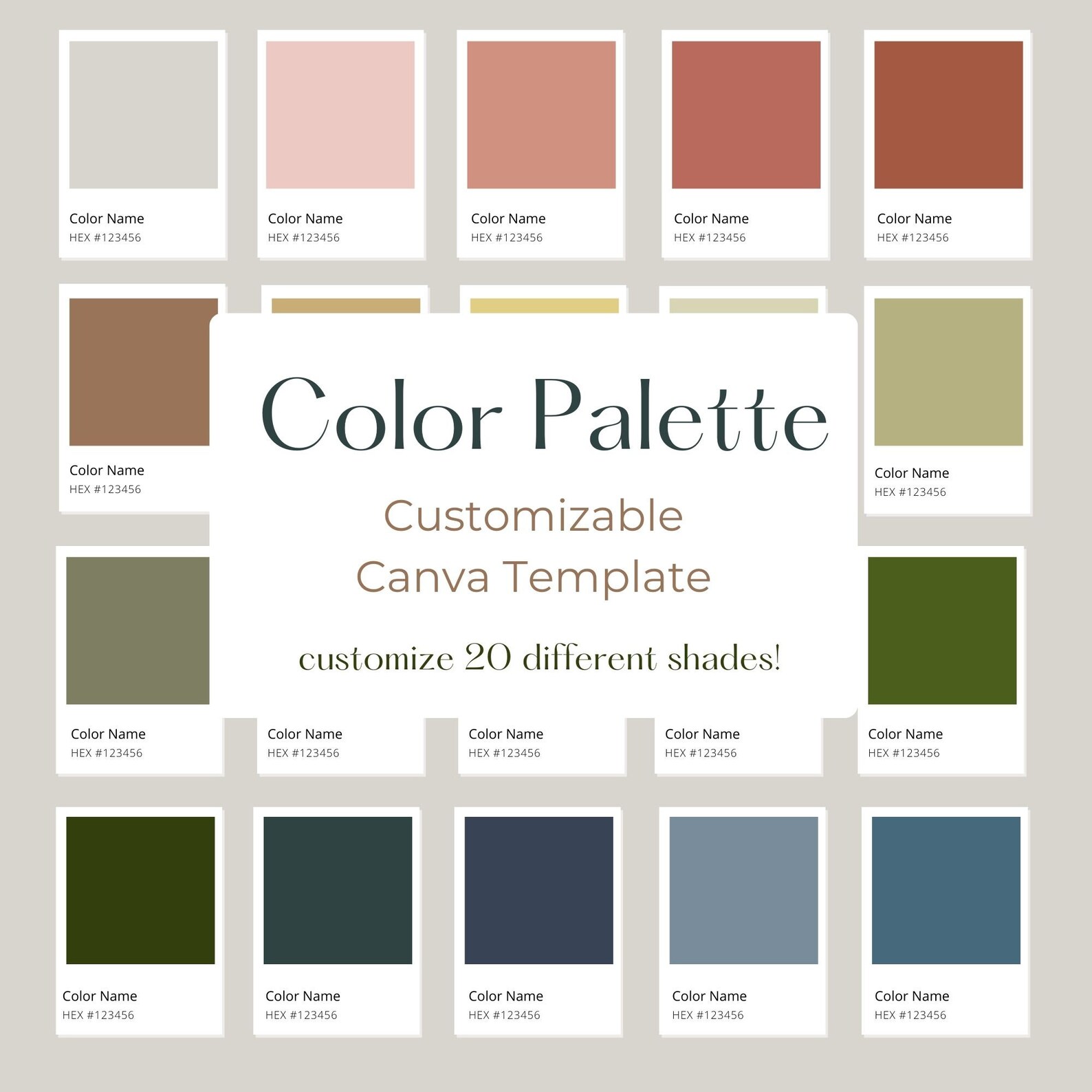 Color Palette Template Canva Color Palette Color Swatches | Etsy