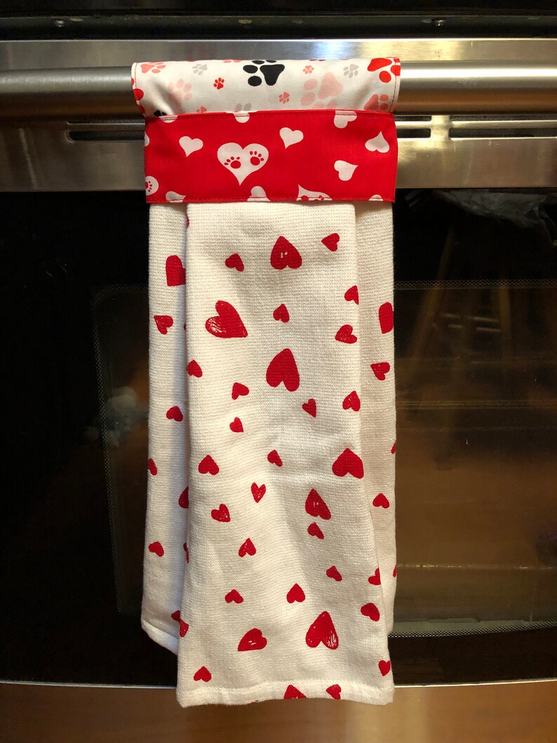 Hanging Kitchen Towel Valentine's Day Towels Love Etsy