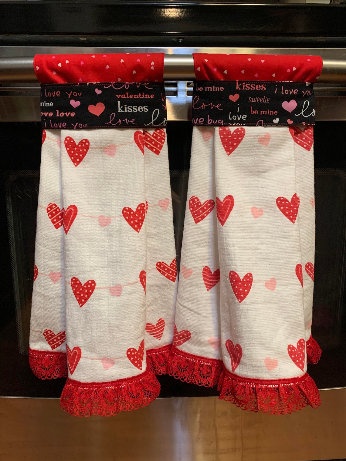 Hanging Kitchen Towel Valentine's Day Towels Love Etsy