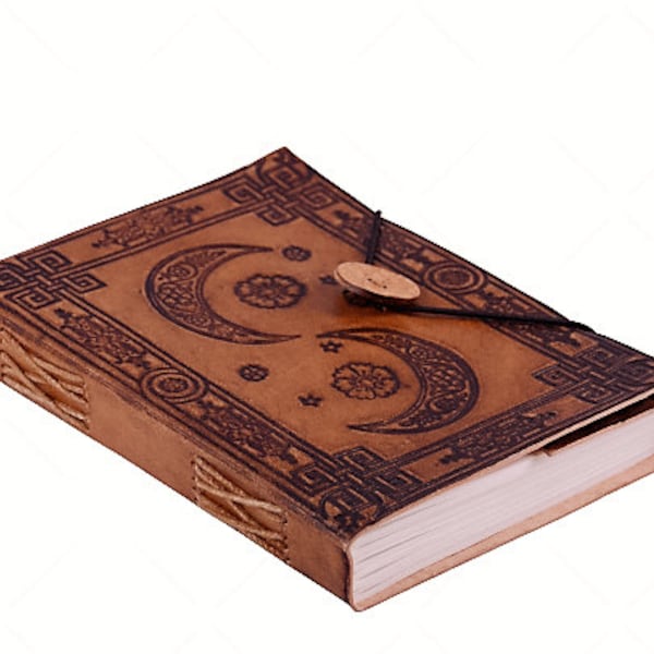 Personalized Embossed Leather Journal with Plain Papers Writing Note books of shadows travel journal sketch book