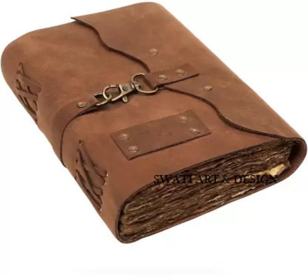 Vintage Leather Journal Recycled Paper Journal, Diary, Handmade Book