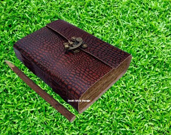 Hand-crafted Leather Notebook Leather Journal with Old Papers