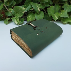 Personalized Green Leather Journal Handmade Vintage Age Paper