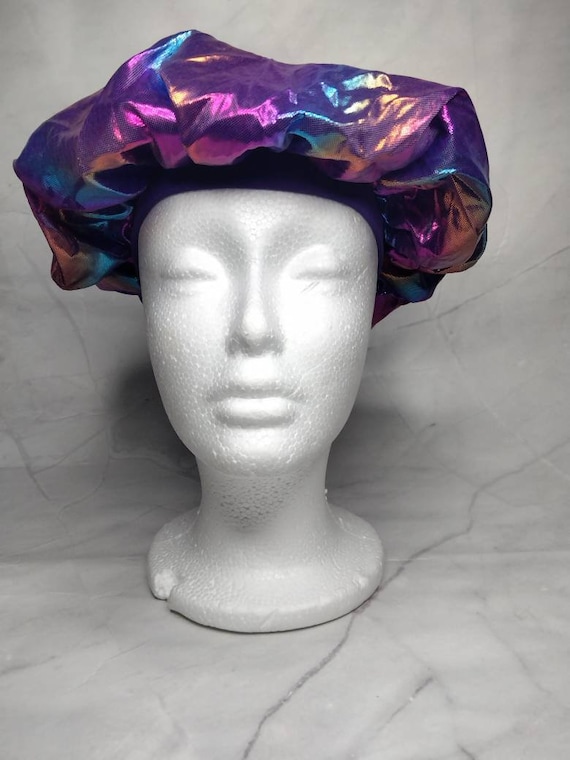 purple silk bonnet