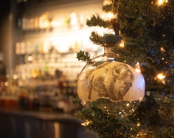 Buffalo Trace Bourbon Glass Christmas Ornament | Bourbon Christmas Gift for Dad | Bourbon Lover Gift