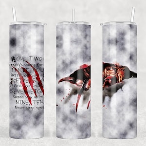 20 Oz & 30 Oz One two Freddy Kruger Halloween Tumbler Sublimation Design | Wrap | Digital Download | PNG download