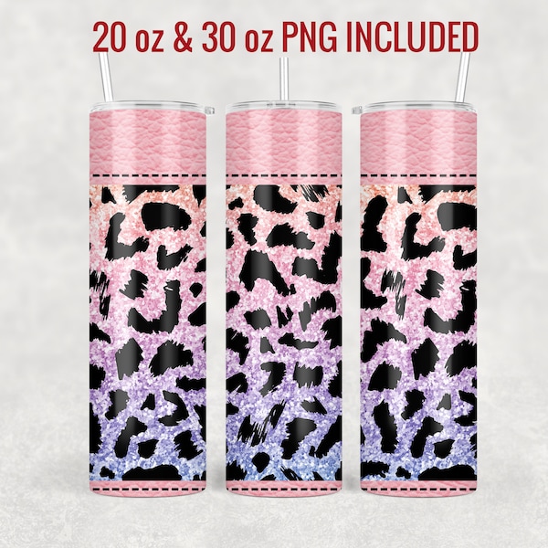 20 Oz & 30 Oz PINK leather Multicolour ANIMAL print designer bag Tumbler Sublimation Design | Wrap | Digital Download | PNG download