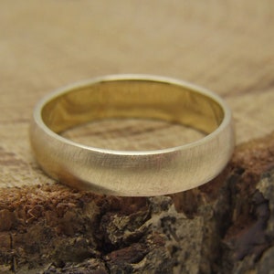 5mm, solides 10K Gelbgold matt gebürsteter Ehering, 1,5 mm dicker halb abgerundeter massiver Gold Ehering, Gelbgold Band