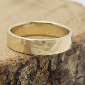 5mm * 1.3mm Massives 10K Gelbgold Matt Gehämmert Ehering, 1.3mmThick Gold Eheringe, Massive Gold Eheringe, Gelbes Gehämmertes Band