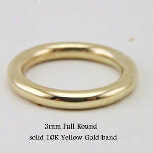 3mm Full Round,10K Solid Gold Yellow Wedding Band ,Solid 10K Yellow Gold Thick Ring ,3 mm Full Round Wedding Band