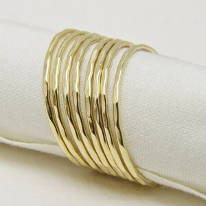 Solid 10K Yellow Gold Hammered Thin Band, Genuine 10K Gold Hammered Ring, 1mm Solid Yellow Gold Hammered Band