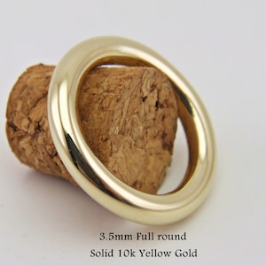 3.5mm Full Round,10K Solid Gold Yellow Wedding Band ,Solid 10K Yellow Gold Thick Ring ,3.5 mm Full Round Wedding Band
