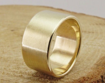 10mm,10K Solid Gold Yellow Gold ,1.2mm Thick,Solid Gold Matte Flat Wedding Band, 10K Solid Gold Wedding Band Real Gold Extra Wide Gold band