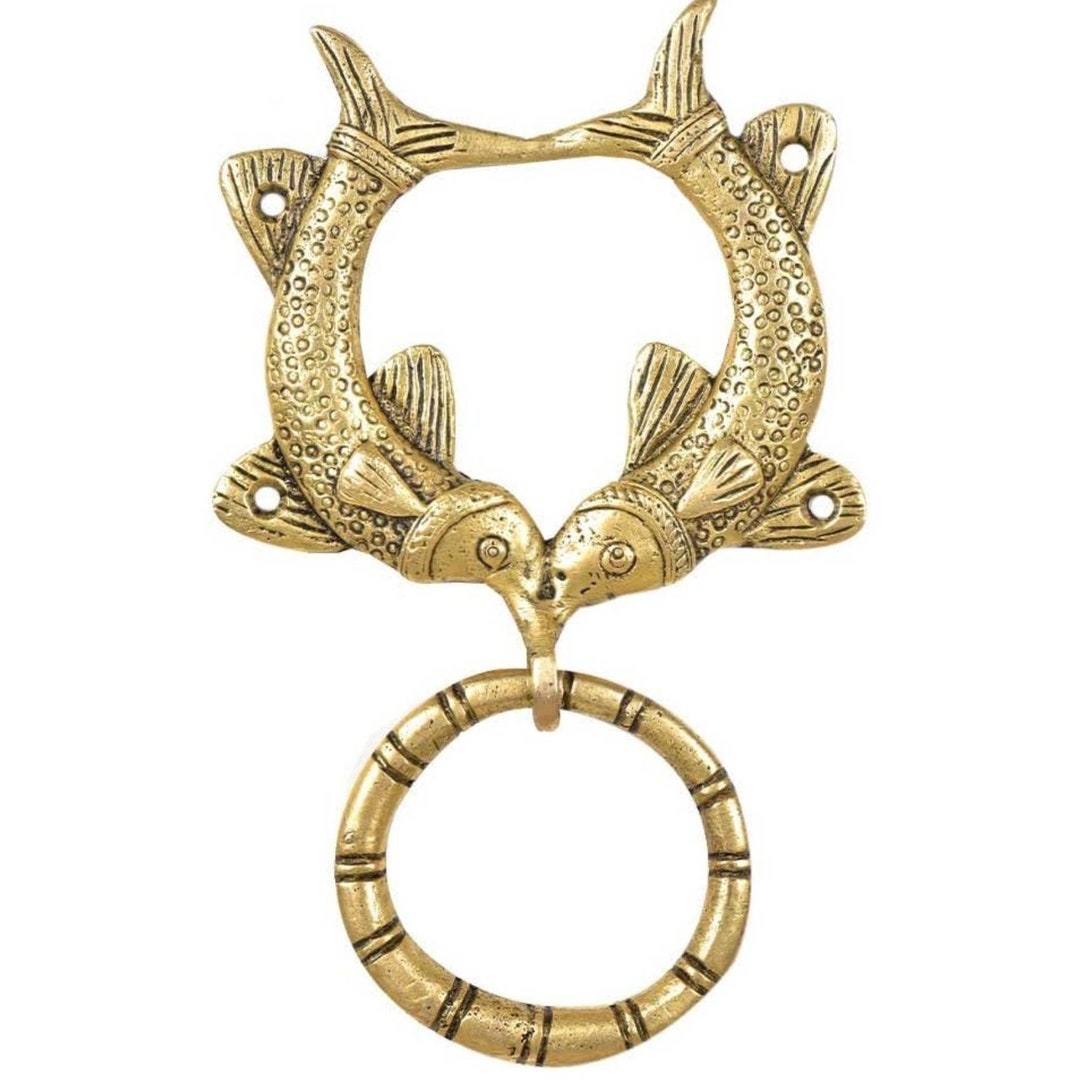 Brass Double Fish Door Knocker for Main Door Royal Touch Door Entrance