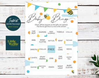 Bubble Bee Bingo Game Baby Shower Printable