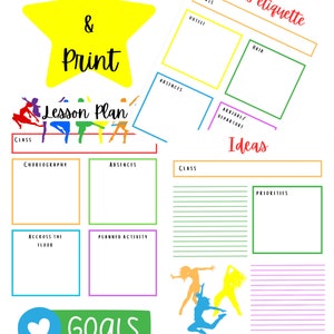 Planificador digital para profesores de danza: organizador imprimible para estudios de danza: calendario en PDF, plan de clases y registro de recitales para instructores de danza.