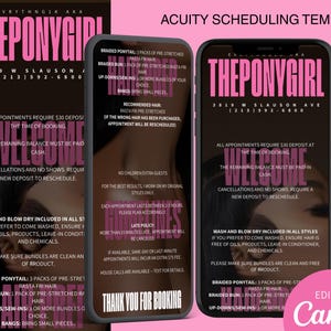 Acuity Scheduling Template, Acuity Booking Site, Acuity Scheduling Template Lash Tech, Hair Stylist, Brow Tech, MUA, Acuity Canva Template