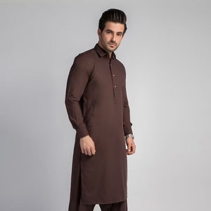 Men&#39;s Kurta With Shalwar Suit Handmade Top With Pants Set, Party Wear Kurta,kameez Salwar Set,Solid Color Black Plus size Available