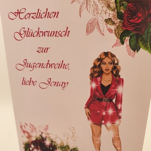 Glückwunschkarte, Jugendweihe, Mädchen, personalisiert