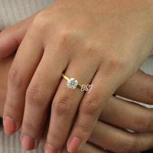 1CT Round Cut Moissanite Engagement Ring in Solid Gold – Classic Solitaire Ring, Dainty Promise Ring, Gold Moissanite Ring for Her