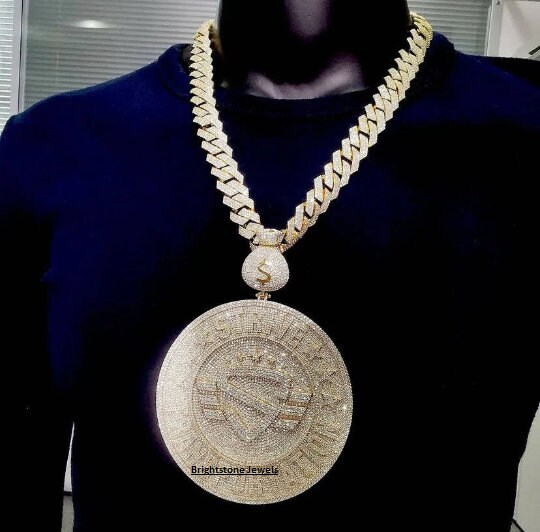 Mens Custom Jewelry, 17 Ctw Men's Custom Charm, Iced Out Pendant, Men's