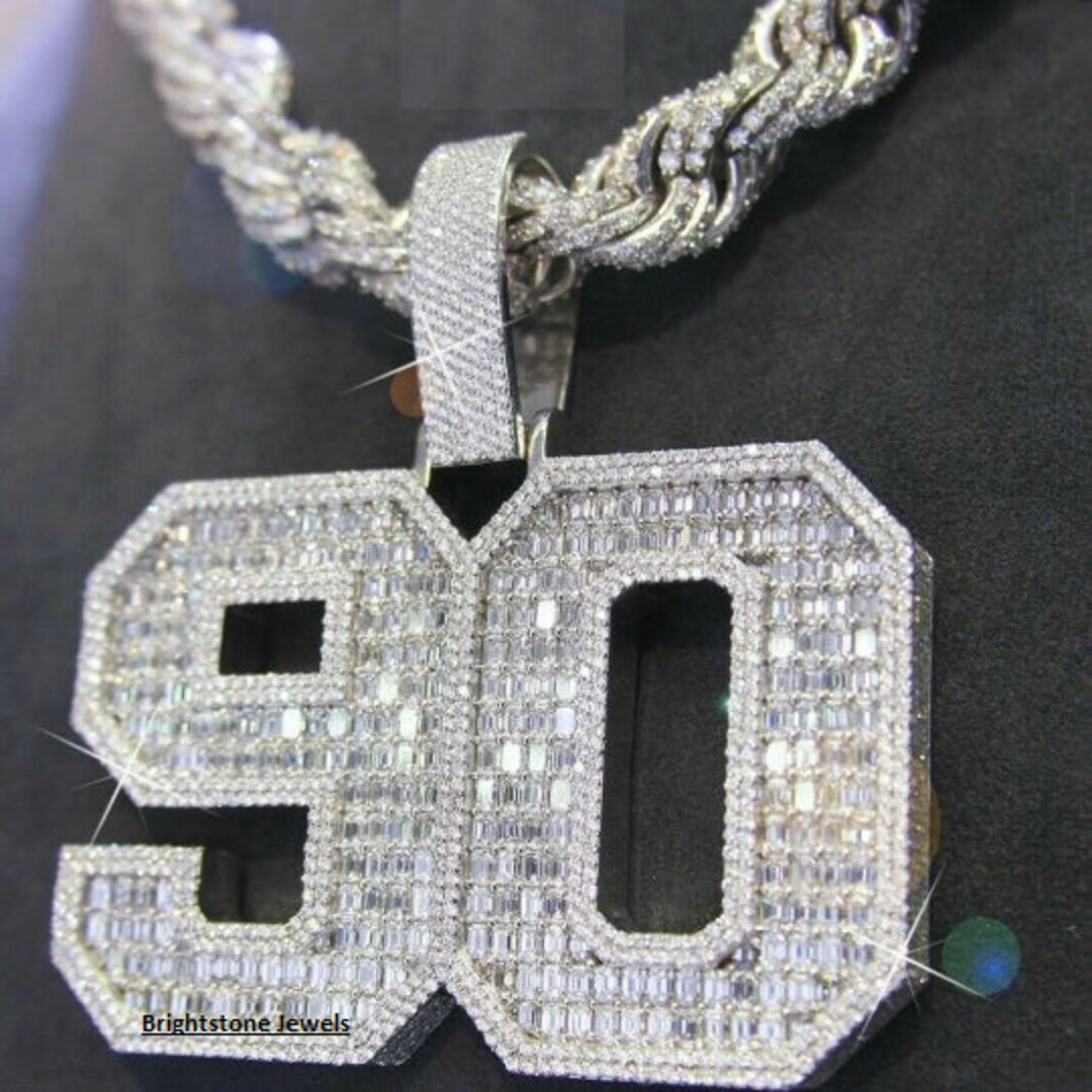 Iced Out Moissanite Pendant 33ctw Mens Moissanite Chainmens Etsy