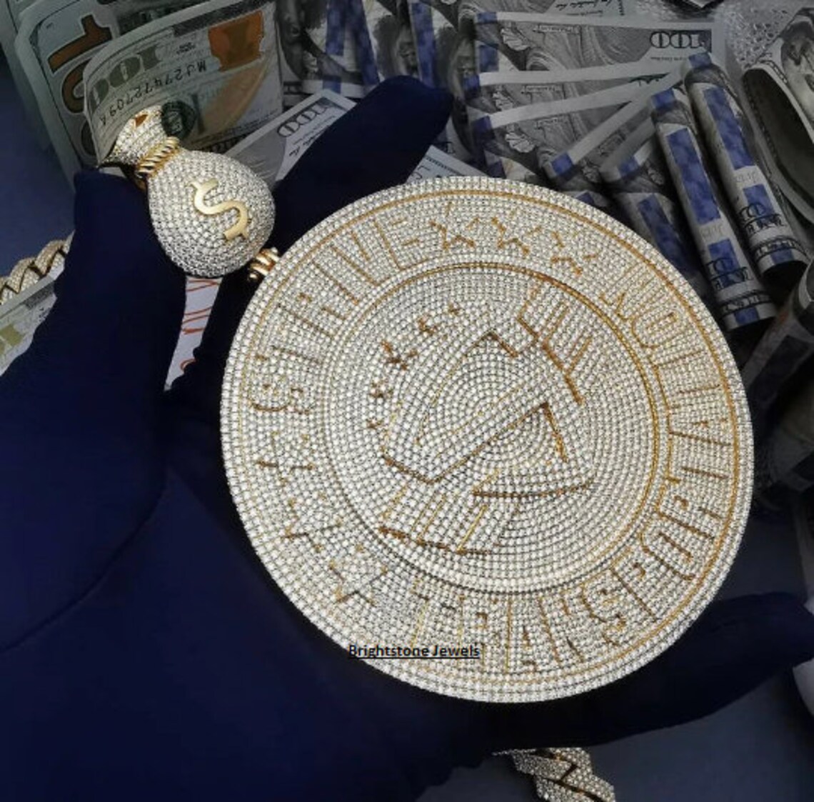 Mens Custom Jewelry, 17 Ctw Men's Custom Charm, Iced Out Pendant, Men's