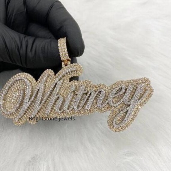 3.5" Iced Out VVS1 Moissanite Pendant, Custom Silver Charm with 14K Gold Touch, Luxury Hip Hop Jewelry, Passes Diamond Tester