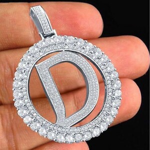 Colgante de moissanita personalizado/Colgante de 10 quilates con acabado helado/Cualquier letra personalizada/Plata de ley 925/Pase la prueba/Regalo de cumpleaños para él/ella