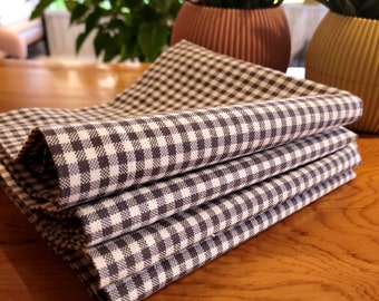 Washable Napkins, Gingham Anthracite Gray Soft Linen Napkins, Table Napkins For Special Days, Cocktail Napkins, Linen Dinner Napkin