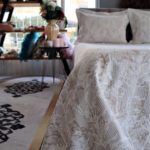 Chenille Queen %100 Cotton Bedspread Set, Duvet Cover, Floral Queen Bed Cover, Full Bedding Set For Family, Luxury Soft Bedroom Bedding.