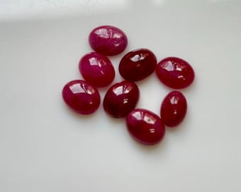 Natural Ruby Cabochon: Oval Flat Back Gemstone, AAA QualityGemstone Jewelry Making Stone .