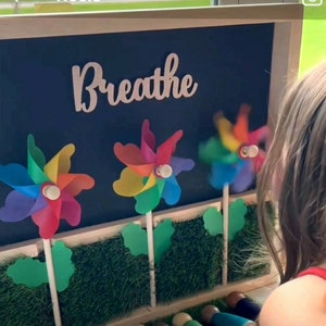 Breathe Sensory Board Pinwheel flowers in grass Sensory Panel for Adults & Children Meditation Autism Sensory Processing Disorder Activity