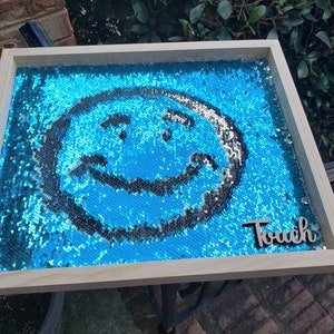 Pick 2 Sequin Sensory Boards (i.e.Reversible Flip Sequins, &quot; Mermaid Fabric) on handmade custom wooden frame (wall-mountable)