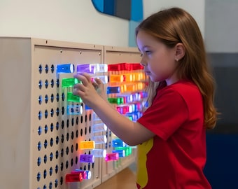 Wall-Mount Giant Bright Lite Peg board with Giant Colored Light Pegs, (Giant sensory light box)