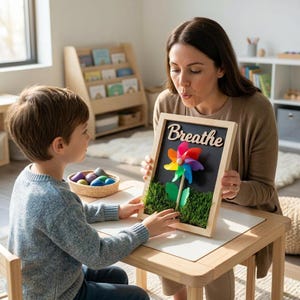 Mini Sensory Board - "Breathe" Pinwheels perfect for Montesorri, Autism, Sensory Processing Disorder, ADHD dementia, alzheimer's